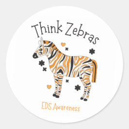 Pegatina Redonda Ehlers Danlos Syndrome Awareness Zebra Sticker