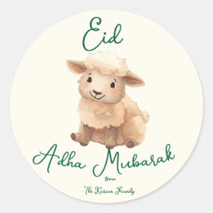 Pegatina Redonda Eid Al Adha beige oveja cena linda 