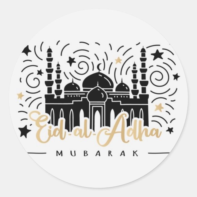 Pegatina Redonda Eid Al Adha Mubarak (Anverso)
