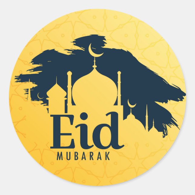 Pegatina Redonda Eid Mubarak (Anverso)