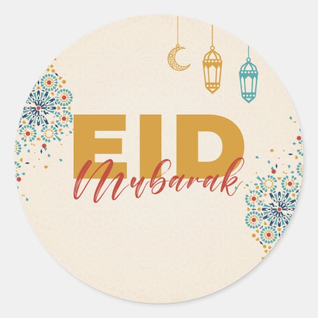 Pegatina Redonda Eid mubarak (Anverso)