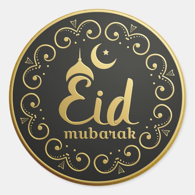 Pegatina Redonda Eid Mubarak (Anverso)