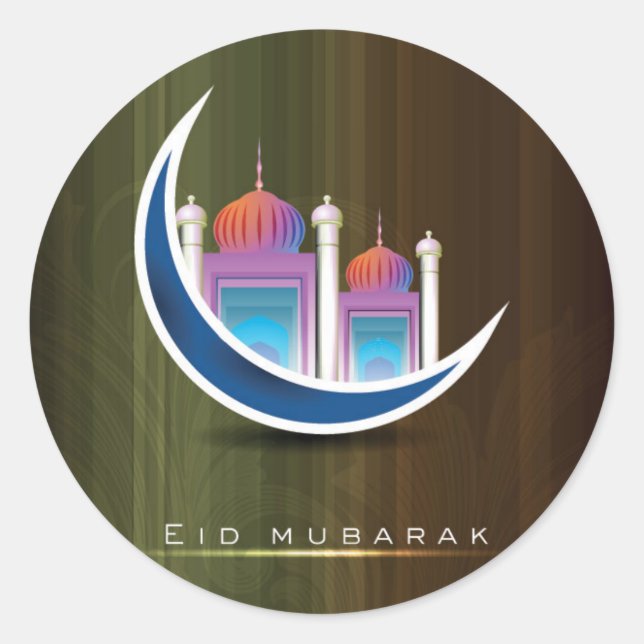 Pegatina Redonda Eid mubarak (Anverso)