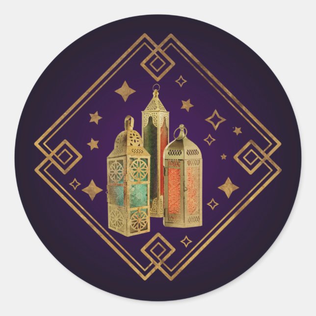 Pegatina Redonda Eid Mubarak - Feliz Eid (Anverso)