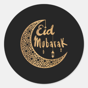Pegatina Redonda Eid Mubarak Kareem Niños ayunantes Hombres