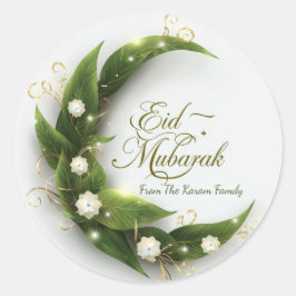 Pegatina Redonda Eid Mubarak Musulmán Clásico Moderno Personalizado