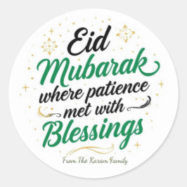 Pegatina Redonda Eid Mubarak Musulmán Clásico moderno Personalizado