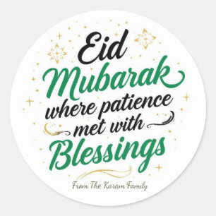 Pegatina Redonda Eid Mubarak Musulmán Clásico moderno Personalizado