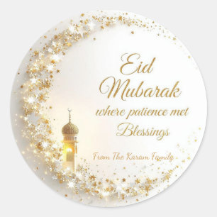 Pegatina Redonda Eid Mubarak musulmán moderno personalizado