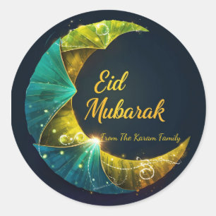 Pegatina Redonda Eid Mubarak musulmán moderno personalizado