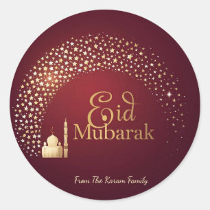 Pegatina Redonda Eid Mubarak Musulmán Personalizado