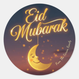 Pegatina Redonda Eid Mubarak personalizado musulmán moderno