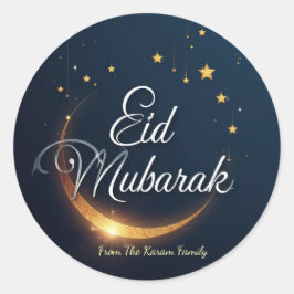 Pegatina Redonda Eid Mubarak personalizado musulmán moderno