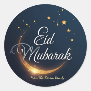 Pegatina Redonda Eid Mubarak personalizado musulmán moderno