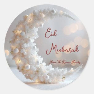 Pegatina Redonda Eid Mubarak personalizado musulmán moderno