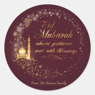 Pegatina Redonda Eid Mubarak Personalizados  Stickers Musulmanes St