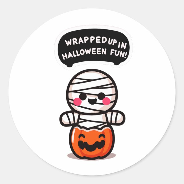 Pegatina Redonda Eine Mummie in einem Kürbis  (Anverso)