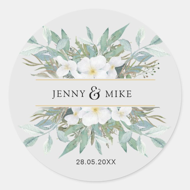Pegatina Redonda Einfache, elegante Eukalyptus (Anverso)