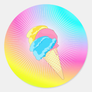 Pegatina Redonda Eis Eiscreme Regenbogen