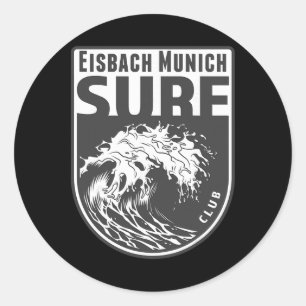 Pegatina Redonda Eisch, recuerdo de surf de Múnich olas de surf vac