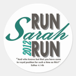 Pegatina Redonda Ejecutar Sarah Run