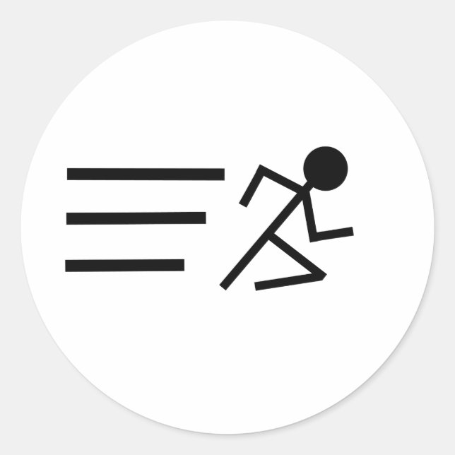 Pegatina Redonda Ejecutar Stickman (Anverso)
