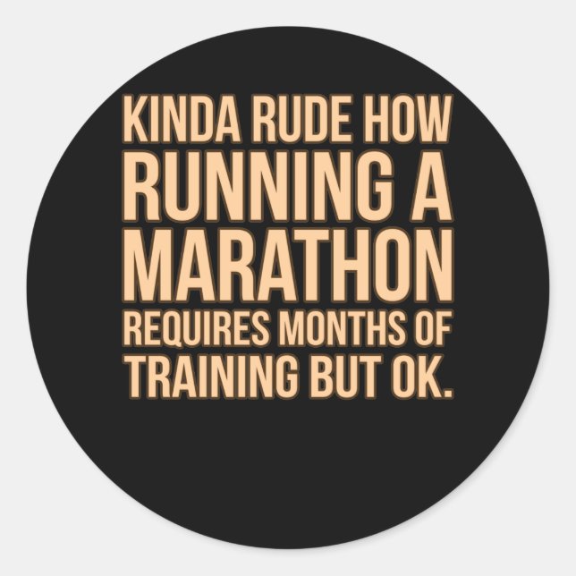 Pegatina Redonda Ejecutar Una Maratón Requiere Entrenamiento De Gim (Anverso)
