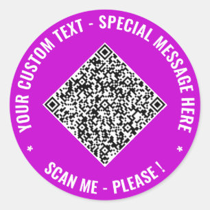 Pegatina Redonda Ejemplo de Stickers de Código QR y Texto Personali