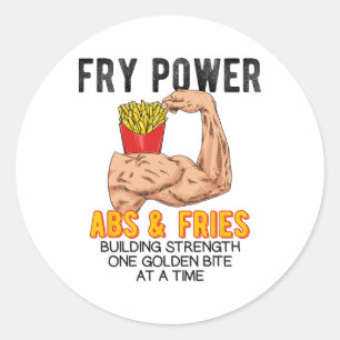 Pegatina Redonda Ejercicio divertido de abdominales con papas frita
