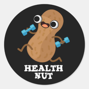 Pegatina Redonda Ejercicio divertido de nueces de la salud Peanut P
