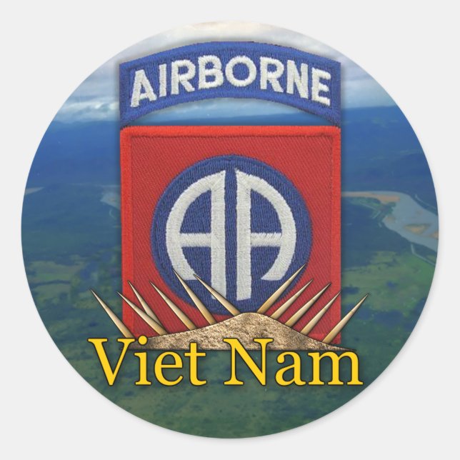 Pegatina Redonda ejército 82ª división aérea veteranos vietnam vets (Anverso)