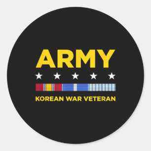 Pegatina Redonda Ejército de los Veteranos de Guerra de Corea