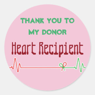 Pegatina Redonda EKG Donante receptor de trasplante cardíaco person