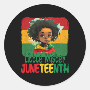 Pegatina Redonda El 10 De Junio, El Pequeño Mister Kids Black Boy T