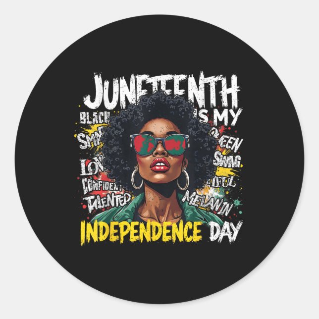 Pegatina Redonda El 10 de junio es mi Día de la Independencia (Anverso)