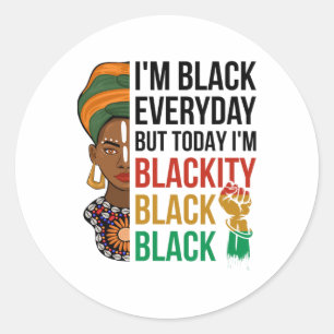 Pegatina Redonda El 19 de junio soy la historia negra negra african