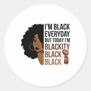 Pegatina Redonda El 19 de junio soy negra mujer africana africana
