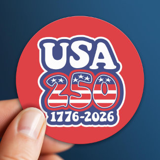 Pegatina Redonda El 250 cumpleaños de América - Groovy USA 250