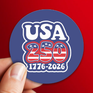Pegatina Redonda El 250 cumpleaños de América - Groovy USA 250