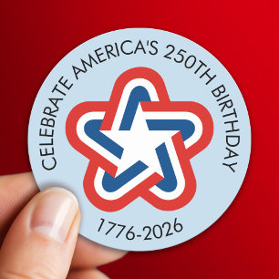 Pegatina Redonda El 250 cumpleaños de Estados Unidos - 1776-2026 Es
