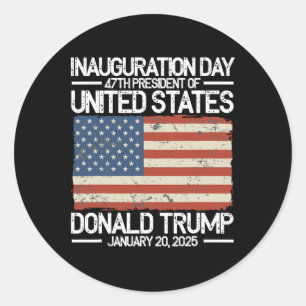 Pegatina Redonda El 47° Día De Inauguración De Trump En Estados Uni