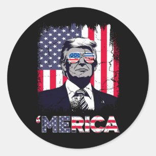 Pegatina Redonda El 4 De Julio, Merica Trump Navidades Ame