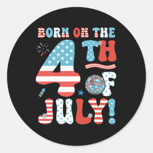 Pegatina Redonda El 4 De Julio, Patriota Del Cumpleaños