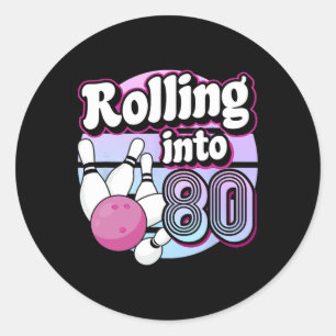 Pegatina Redonda El 80 Bowling 80 cumpleaños