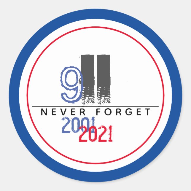 Pegatina Redonda El 911 Patriótico World Trade Center (Anverso)