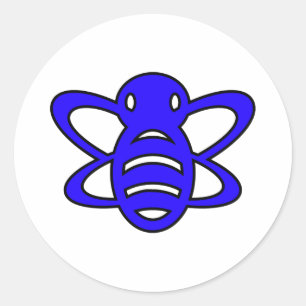Pegatina Redonda El abejorro o manosea el azul de la avispa de