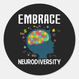 Pegatina Redonda El abrazo divertido a la neurodiversidad cita la c