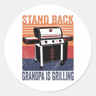 Pegatina Redonda El Abuelo Brock Está Atascando El Fumador De Grill