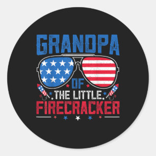 Pegatina Redonda El Abuelo Del Pequeño Rastreador Usa Bandera 4 De