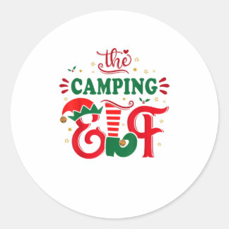 Pegatina Redonda El acampador elf navidades graciosos regalo Fa